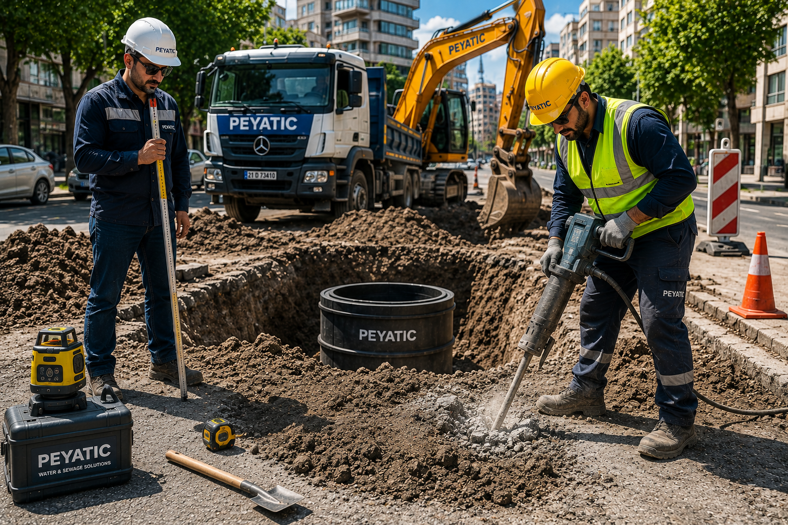 اجرای عملیات حفاری و آمادهسازی بستر نصب منهول پلیاتیلن مطابق استانداردهای فنی، بهمنظور ایجاد زیرسازی مناسب و افزایش دوام شبکه فاضلاب.