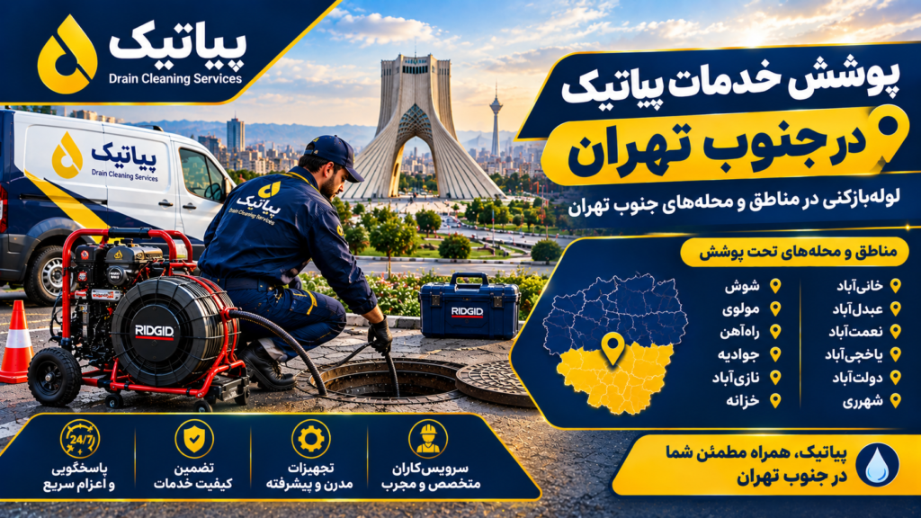 پوشش خدمات لوله بازکنی پیاتیک در مناطق و محله های جنوب تهران